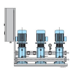 Calpeda 3-MXV čerpací stanice se třemi vertikálními článkovými čerpadly + 1 nebo 2 frekvenční měniče