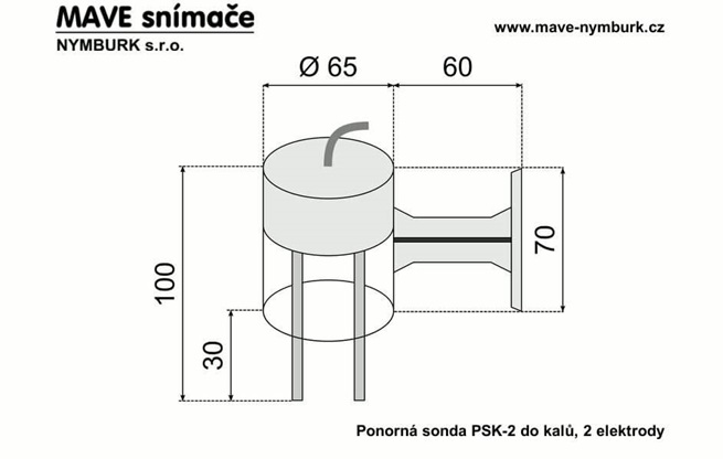 MAVE PSK-2 ponorná sonda do kalů, 2 elektrody