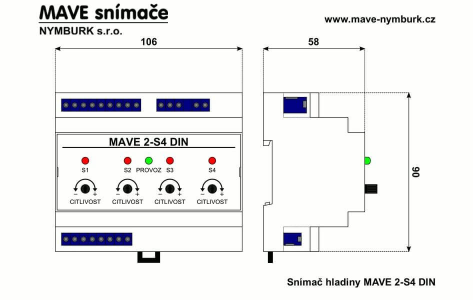 MAVE 2-S4 DIN snímání hladiny