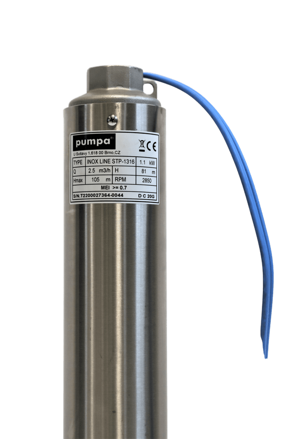 PUMPA INOX LINE STP-3510 4" 1,1kW 230V 40mF ponorné čerpadlo s motorem Coverco, kabel 1,7m