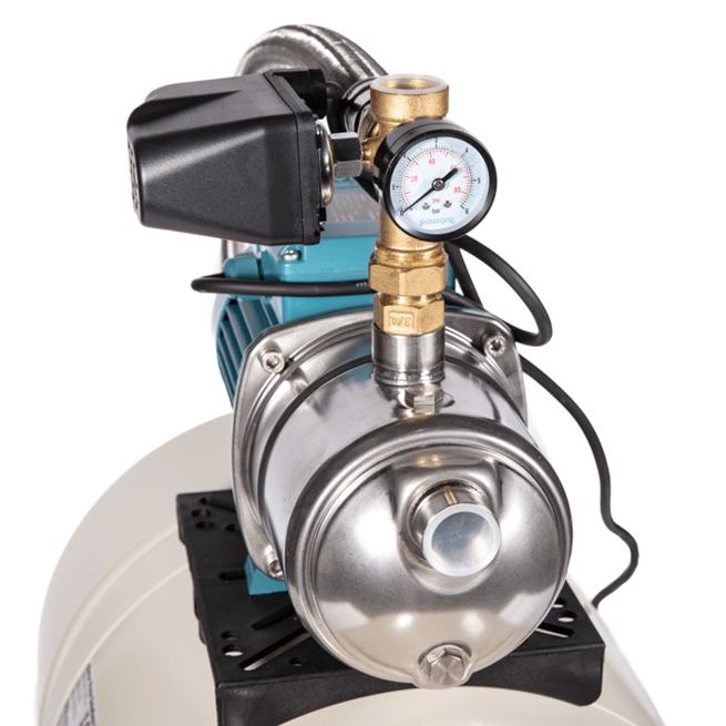 Calpeda pressure booster pump with NGX stainless steel pump and GWS pressure vessel