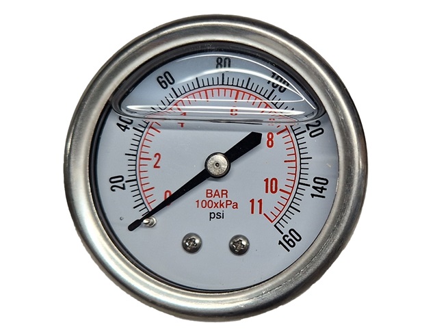 Glycerine manometer 0-10bar diameter 50mm rear connection