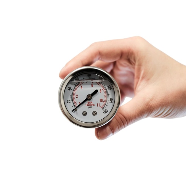 Glycerine manometer 0-10bar diameter 50mm rear connection