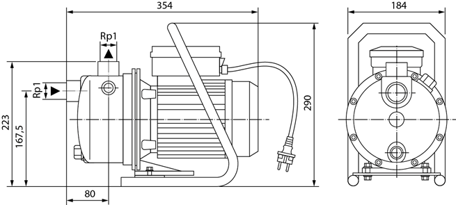 WILO WJ 202 EM 0,55kW (1~230 V) - handle, self-priming pump